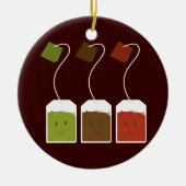 Drei lächelnde Teebeutel Keramik Ornament (Vorne)