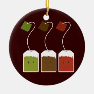 Drei lächelnde Teebeutel Keramik Ornament
