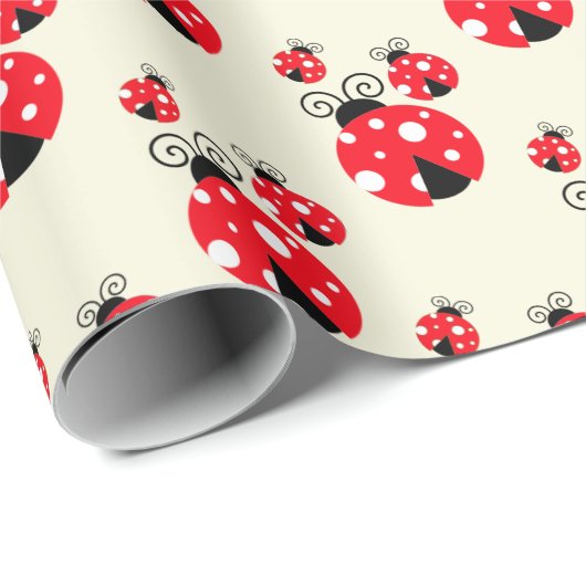 Drei Ladybugs Design Wrapping Paper Roll Geschenkpapier (Rolleneckpunkt)