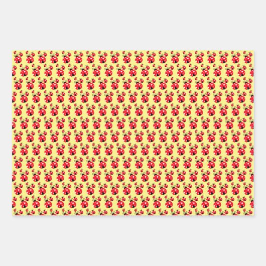 Drei Ladybugs Design Wrapping Paper Sheets Geschenkpapier Set (Vorderseite 3)