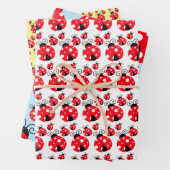 Drei Ladybugs Design Wrapping Paper Sheets Geschenkpapier Set (Beispiel)