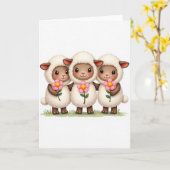 Drei Lämmer Blumen Freund Karte (Gelbe Blume)