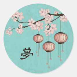 Drei Laternen blühen "Traum" Runder Aufkleber