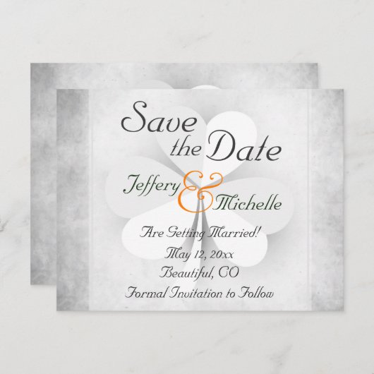 Drei Leaf Clover Irish Wedding Save The Date (Vorne/Hinten)