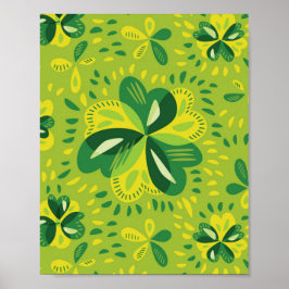 Drei leaf Clovers dekoratives Muster Poster