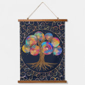 Drei Lebensbereiche - farbenfrohe Spiralzweige Wandteppich Mit Holzrahmen (Vorderseite)