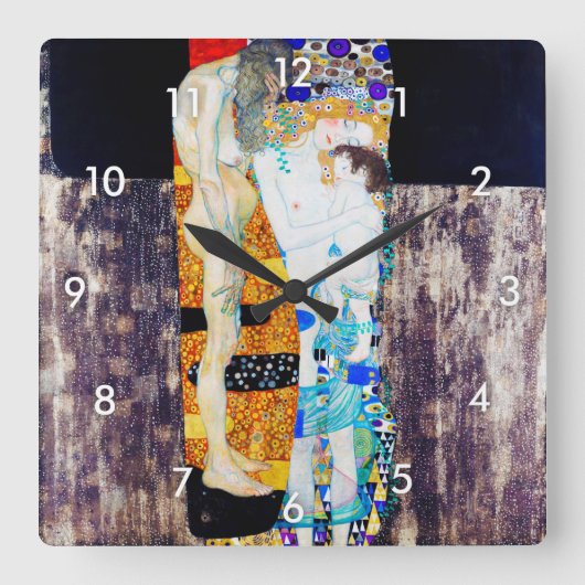 Drei Lebensjahre, Gustav Klimt Quadratische Wanduhr (Vorderseite)