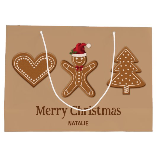 Drei Lebkuchen Weihnachtskrüge Formen & Text Große Geschenktüte (Rückseite)