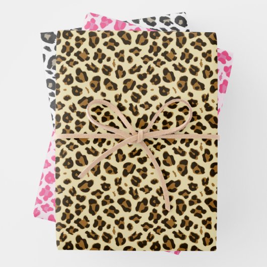 Drei Leopard-Prints Geschenkpapier Set (Beispiel)