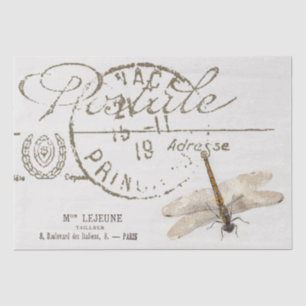 Drei-Libellen-französisches-Carte-Postale-Decoupag Seidenpapier