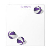 drei lila Basketballkörbe individuelle Name Notizblock (Vorderseite)