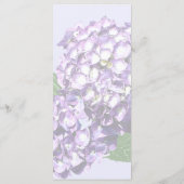 Drei Lila Hydrangea-Cluster-Hochzeitmenü Menükarte (Rückseite)