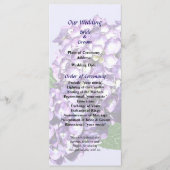 Drei Lila Hydrangea-Cluster-Hochzeitsprogramm Programm (Vorderseite)