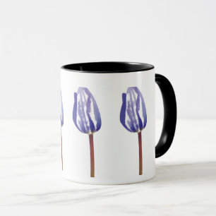 Drei lila Tulpen Tasse – Minimale Botanische Kunst