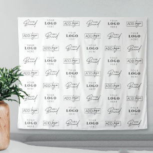 Drei Logos Step & Repeat Geschäftsevent-Sponsoren  Wandteppich