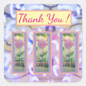 Drei Lollipop-Blume "Danke" Quadratischer Aufkleber (Vorderseite)