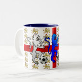 Drei Löwefußballfans England-Tasse Zweifarbige Tasse (Vorderseite Links)