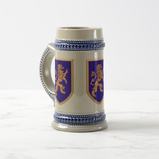 Drei Löwen auf blauen Schildern Bierglas (Vorderseite Links)