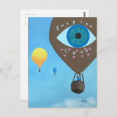 Drei Luftballons stellen sich Liebe Postkarten vor (Vorne/Hinten)
