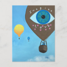 Drei Luftballons stellen sich Liebe Postkarten vor
