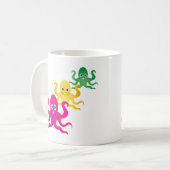 Drei lustige Oktopoden Kaffeetasse (Vorderseite Links)