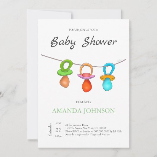 Drei lustige Schnuller Einladung (Vorderseite)