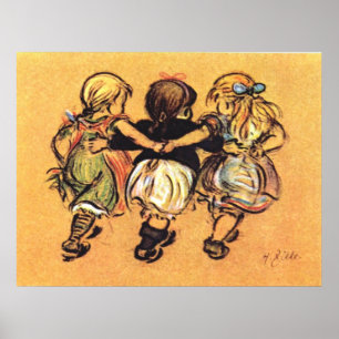 Drei Mädchen frühes 1900's Poster