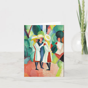 Drei Mädchen in Gelben Strohhasen Feiertagskarte