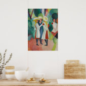 Drei Mädchen in Strohhut von August Macke Poster (Küche)