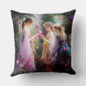 Drei Mädchen spielen im Garten Kissen (Rückseite)