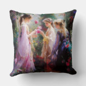 Drei Mädchen spielen im Garten Kissen (Rückseite)