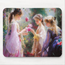 Drei Mädchen spielen im Garten