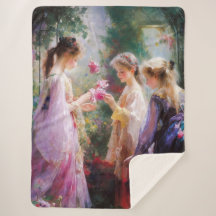 Drei Mädchen spielen im Garten