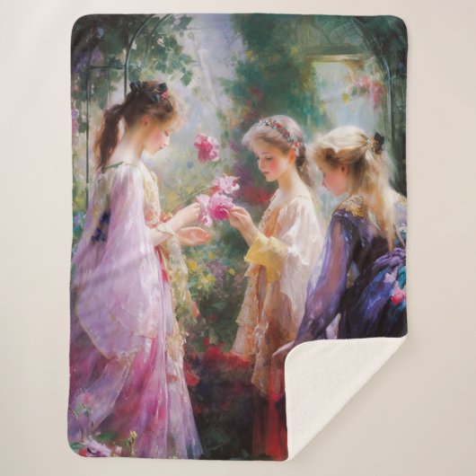 Drei Mädchen spielen im Garten Sherpadecke (Vorderseite)