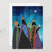 Drei Magi, die Geschenke im Sternenhimmel tragen Einladung (Vorne/Hinten)