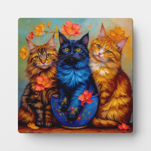 Drei Maine-Coon-Gefährten Portrait Fotoplatte (Vorderseite)