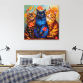 Drei Maine-Coon-Gefährten Portrait Leinwanddruck (Insitu (Schlafzimmer))