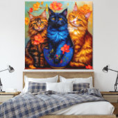 Drei Maine-Coon-Gefährten Portrait Leinwanddruck (Insitu (Schlafzimmer))