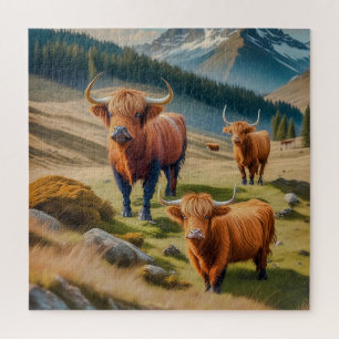 Drei majestätische Highland-Rinder Puzzle