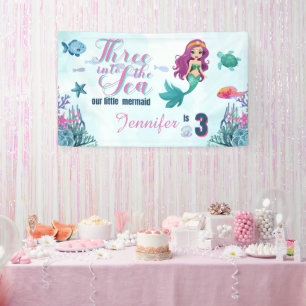 Drei Mal in die Sea Mermaid Girls 3. Geburtstag Banner