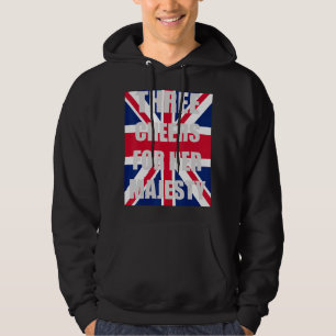 Drei Male für ihre Majestät Union Jack Background Hoodie