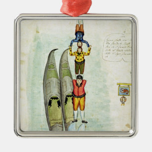 Drei Männer, die auf zwei Gondeln, 1772 Silbernes Ornament