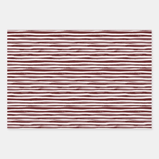 Drei Maroon & White Designer Wrapping Sheets Set Geschenkpapier Set (Vorderseite 2)