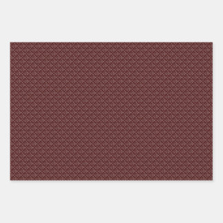 Drei Maroon & White Designer Wrapping Sheets Set Geschenkpapier Set