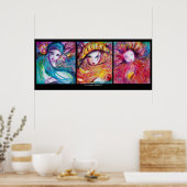 DREI MASKEN / Venezianische Karnevalsfahnen Poster (Küche)