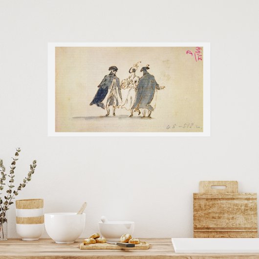 Drei Maskierte Figuren in Karnevalskostüme (Stift Poster (Küche)