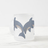 Drei Mattierte Glitzer Look Jumping Blue Delphins Mattglastasse (Vorderseite Links)