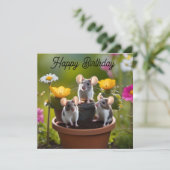 drei Mäuse in Blume Pots, (Stehend Vorderseite)