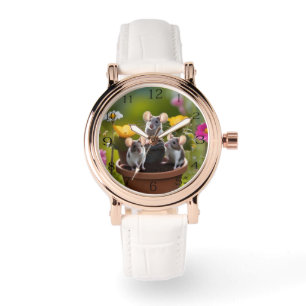 drei Mäuse in Blume Pots, Armbanduhr