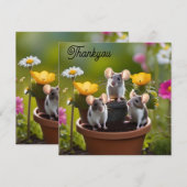 drei Mäuse in Blume Pots, Dankeskarte (Vorne/Hinten)